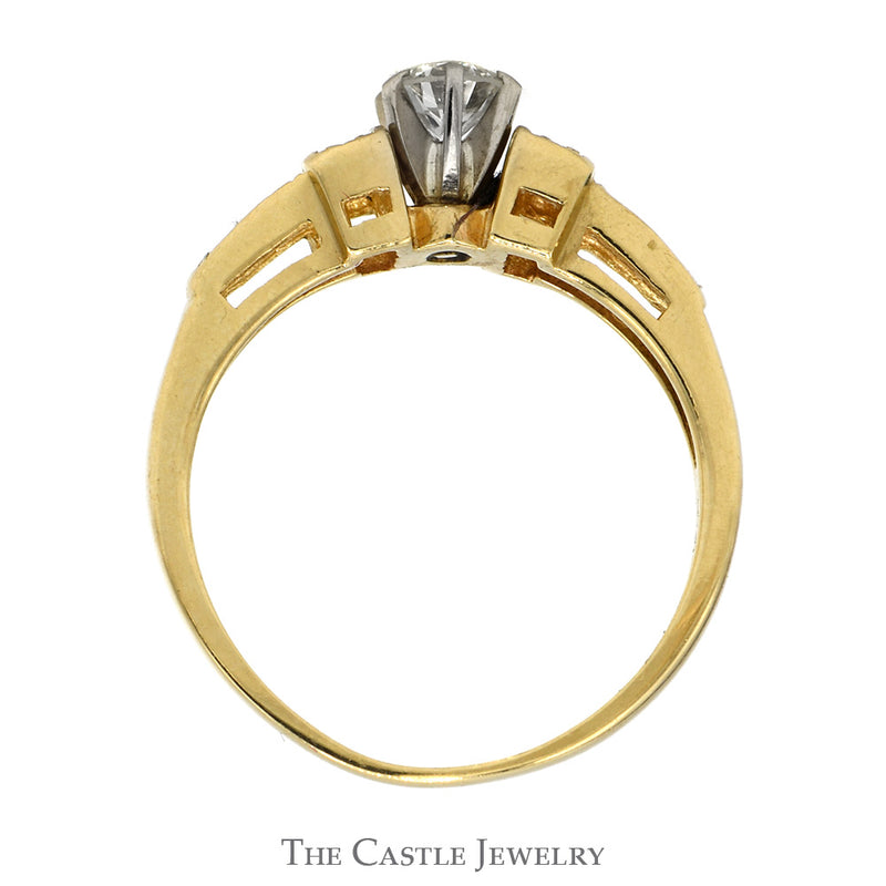 Diamond Engagement Ring .38CTTW With .25CT Round Brilliant Cut Center And Round Side Diamonds In 14KT Yellow Gold