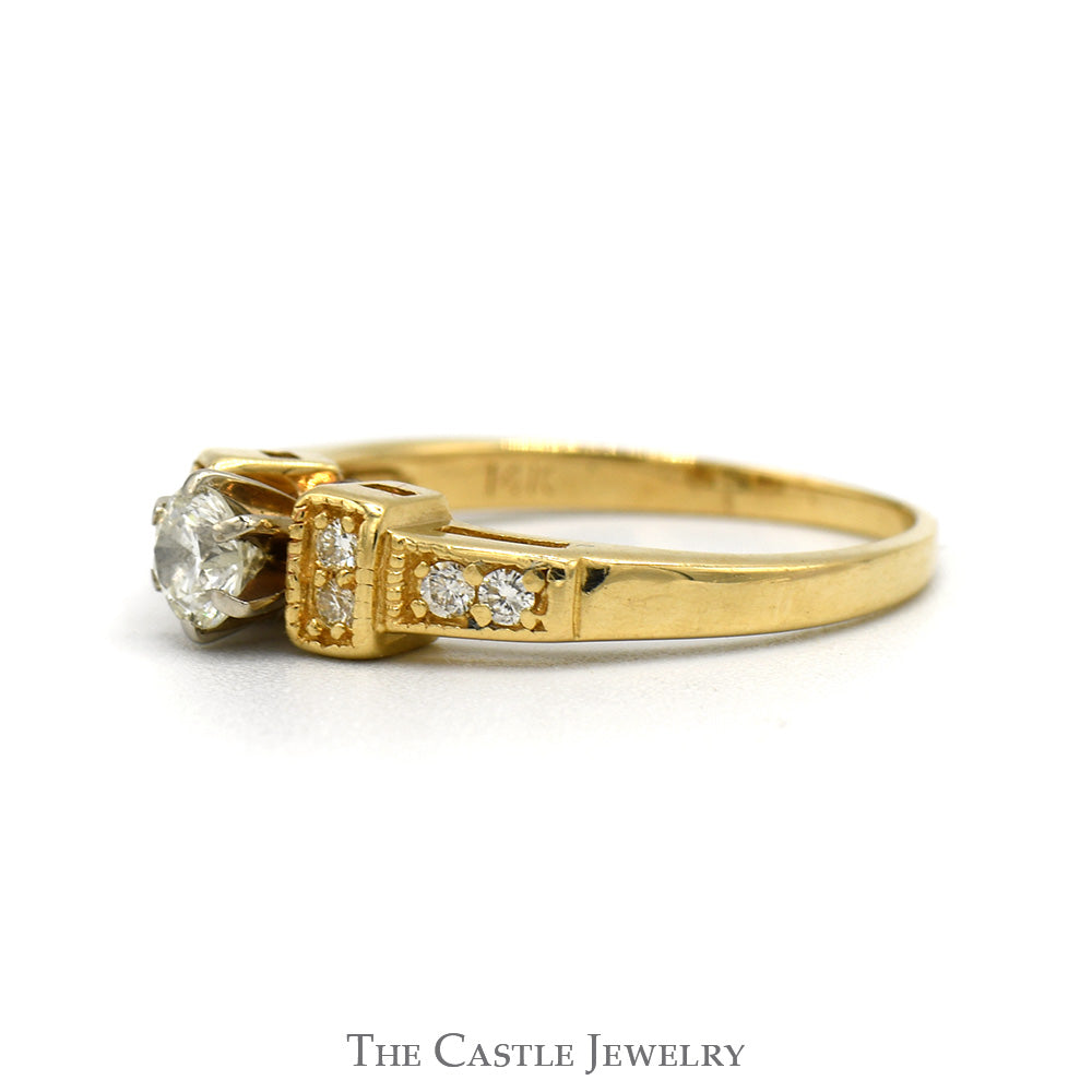 Diamond Engagement Ring .38CTTW With .25CT Round Brilliant Cut Center And Round Side Diamonds In 14KT Yellow Gold