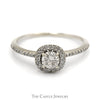1cttw Round Diamond Engagement Ring with Diamond Halo and Accents in 14k White Gold - Thumbnail 1