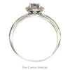 1cttw Round Diamond Engagement Ring with Diamond Halo and Accents in 14k White Gold - Thumbnail 2