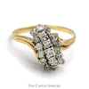 3/4cttw Diamond Waterfall Cluster Ring with Split Shank Sides in 10k Yellow Gold - Thumbnail 1