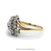 3/4cttw Diamond Waterfall Cluster Ring with Split Shank Sides in 10k Yellow Gold - Thumbnail 3