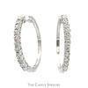 1/2cttw Illusion Set Diamond Hoop Earrings in 10k White Gold - Thumbnail 1