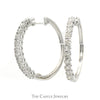 1/2cttw Illusion Set Diamond Hoop Earrings in 10k White Gold - Thumbnail 2
