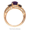 Cushion Cut Amethyst Ring with Tanzanite & Diamond Accents in 14k Rose Gold - Thumbnail 2