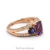 Cushion Cut Amethyst Ring with Tanzanite & Diamond Accents in 14k Rose Gold - Thumbnail 3