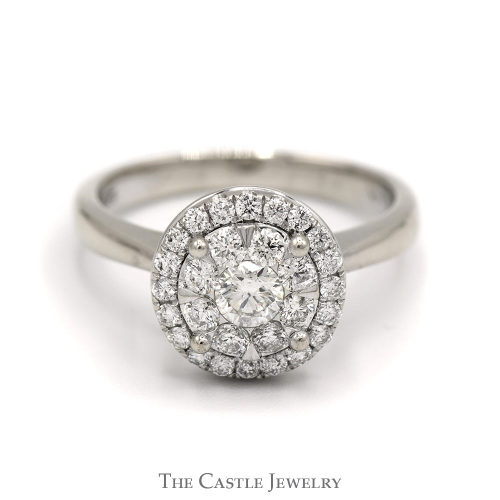 Effy Designer Diamond Engagement Ring with Double Diamond Halo in 14k White Gold