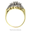 Three Stone Antique Style Diamond Ring with Diamond Accents in 14k Yellow Gold - Thumbnail 2