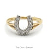 1/4cttw Diamond Horseshoe Ring in 10k Yellow Gold Triple Split Shank Mounting - Thumbnail 1