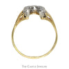 1/4cttw Diamond Horseshoe Ring in 10k Yellow Gold Triple Split Shank Mounting - Thumbnail 2