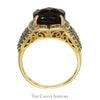 Cushion Cut Quartz Le Vian Designer Ring with Chocolate & White Diamond Accents in 14k Yellow Gold - Thumbnail 2
