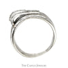 3/4cttw Baguette & Round Diamond Cluster Buckle Designed Ring in 14k White Gold Brushed Textured Band - Thumbnail 2