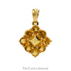 Square and Round Cut Citrine Cluster Pendant in 10k Yellow Gold - Thumbnail 1