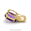 Oval Amethyst Pendant with Diamond Accents in Twisted 10k Yellow Gold Setting - Thumbnail 3