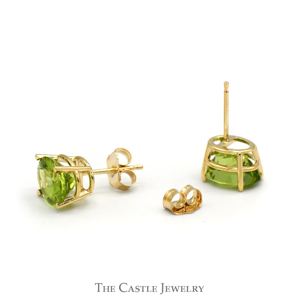 Oval Peridot Stud Earrings in 14k Yellow Gold Butterfly Pushbacks