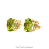 Oval Peridot Stud Earrings in 14k Yellow Gold Butterfly Pushbacks - Thumbnail 2