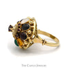 Multi Gemstone Umbrella Cocktail Cluster Ring in 14k Yellow Gold - Thumbnail 3