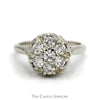 1/2cttw Round 7 Diamond Cluster Ring in 14k White Gold - Thumbnail 1