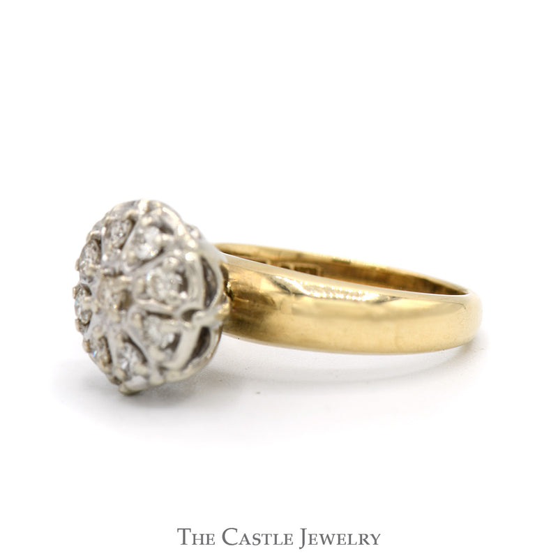 1/2cttw Round Diamond Cluster Ring in 10k Yellow Gold