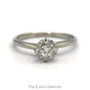 1/4cttw Round Diamond Cluster Engagement Ring in 14k White Gold - Thumbnail 1