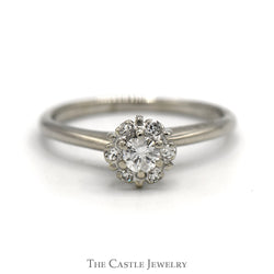 1/4cttw Round Diamond Cluster Engagement Ring in 14k White Gold