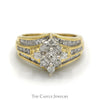 Princess Cut Diamond Ring with Round and Baguette Accented Mounting - Thumbnail 1