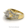 Princess Cut Diamond Ring with Round and Baguette Accented Mounting - Thumbnail 3