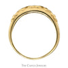 Diamond Wedding Band with Row of Hearts Design in 10k Yellow Gold - Thumbnail 2