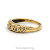 Diamond Wedding Band with Row of Hearts Design in 10k Yellow Gold - Thumbnail 3
