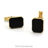 Rectangular Black Onyx Cuff Links in 14k Yellow Gold - Thumbnail 3