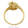 Double Heart Ring with 1/2cttw Round and Baguette Diamond Cluster in 14k Yellow Gold Bypass Setting - Thumbnail 2