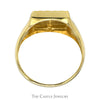 Two Tone Crucifix Signet Ring with Diamond Cut Texture in 10k Yellow & White Gold - Thumbnail 2