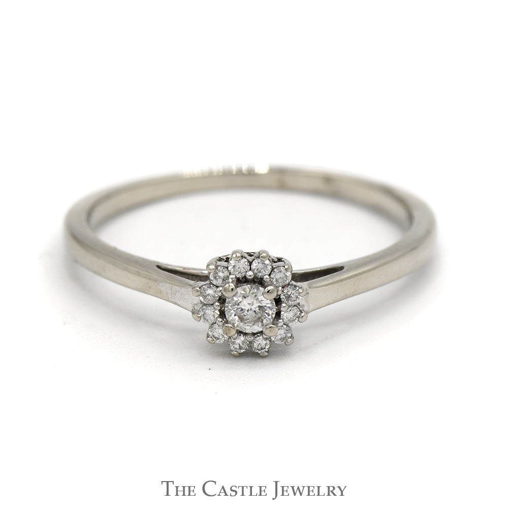 .15cttw Flower Shaped Diamond Cluster Ring in 10k White Gold