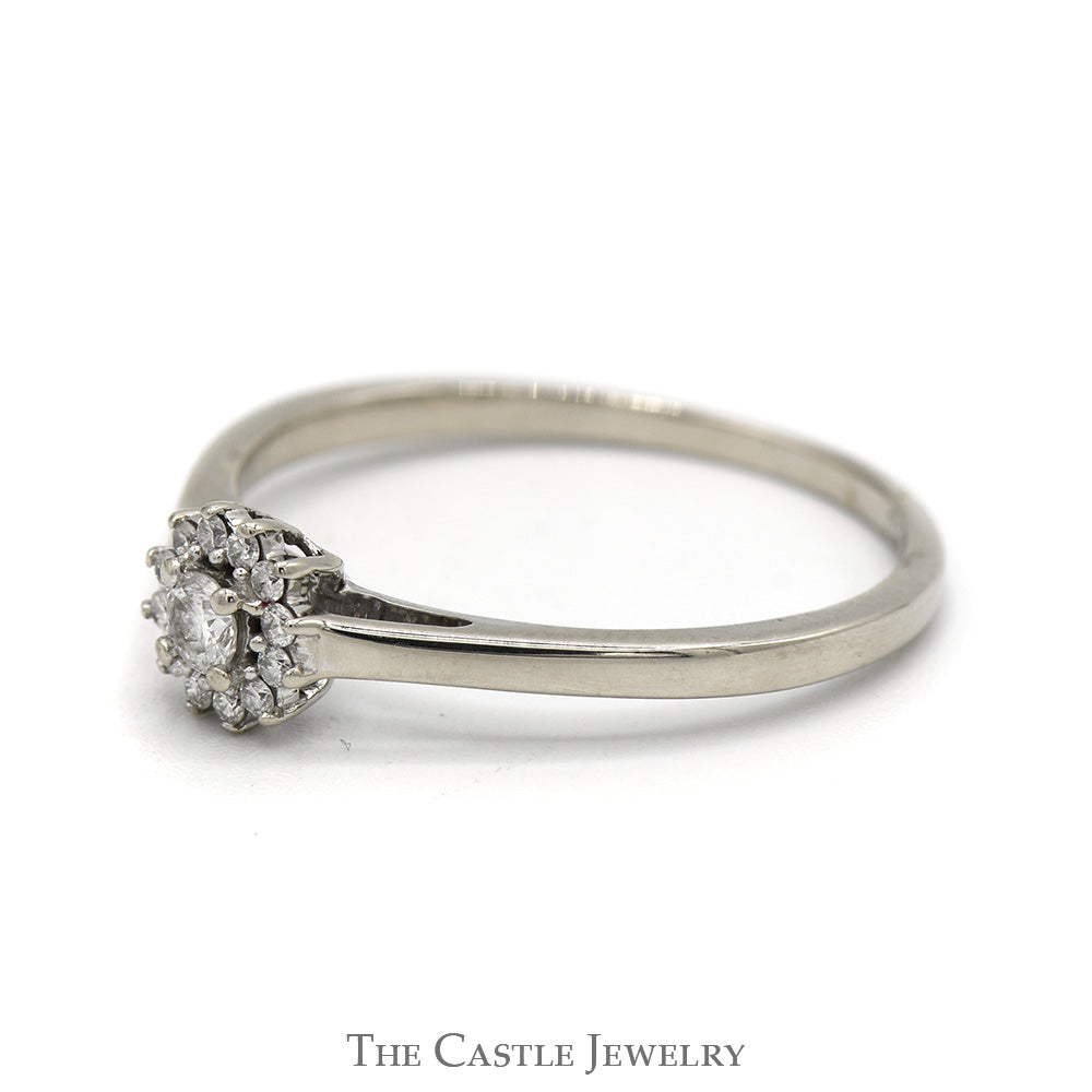 .15cttw Flower Shaped Diamond Cluster Ring in 10k White Gold