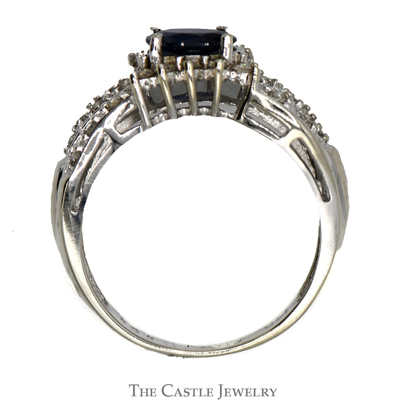 Oval Sapphire Ring in .33cttw RBC Diamond Accented Mounting