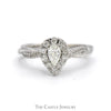 1/2cttw Pear Cut Diamond Engagement Ring with Diamond Halo and Accented Sides in 10k White Gold - Thumbnail 1