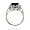 Heart Shaped Recrystallized Sapphire Ring With Diamond Halo .20 CTTW IN 10KT White Gold - Thumbnail 2