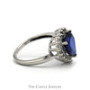 Heart Shaped Recrystallized Sapphire Ring With Diamond Halo .20 CTTW IN 10KT White Gold - Thumbnail 3