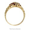 Round Ruby & Diamond Cluster Ring with Nugget Style Mounting in 14k Yellow Gold - Thumbnail 2