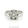 1cttw Round 7 Diamond Cluster Ring in 14k White Gold - Thumbnail 1
