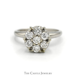 1cttw Round 7 Diamond Cluster Ring in 14k White Gold