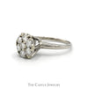 1cttw Round 7 Diamond Cluster Ring in 14k White Gold - Thumbnail 3