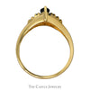 Marquise Cut Sapphire Ring with Diamond Accents in 14k Yellow Gold "V" Shaped Setting - Thumbnail 2