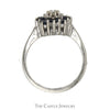 Round .10ct Diamond Ring with Sapphire Halo in 14k White Gold - Thumbnail 2