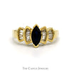 Marquise Cut Sapphire And Baguette Cut Diamond Ring .25 CTTW In 10KT Yellow Gold - Thumbnail 1
