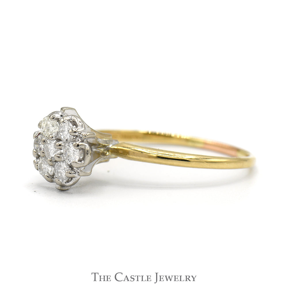 1/2cttw 7 Diamond Cluster Ring in 14k Yellow Gold