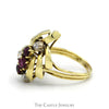 Open Free Form Ruby & Diamond Cluster Ring in 10k Yellow Gold - Thumbnail 3