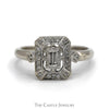 1/4cttw Round and Baguette Cut Diamond Cluster Shield Ring in 14k White Gold - Thumbnail 1