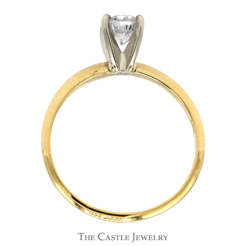 .65ct Round Diamond Solitaire Engagement Ring in 14k Yellow Gold 4 Prong Tiffany Mounting