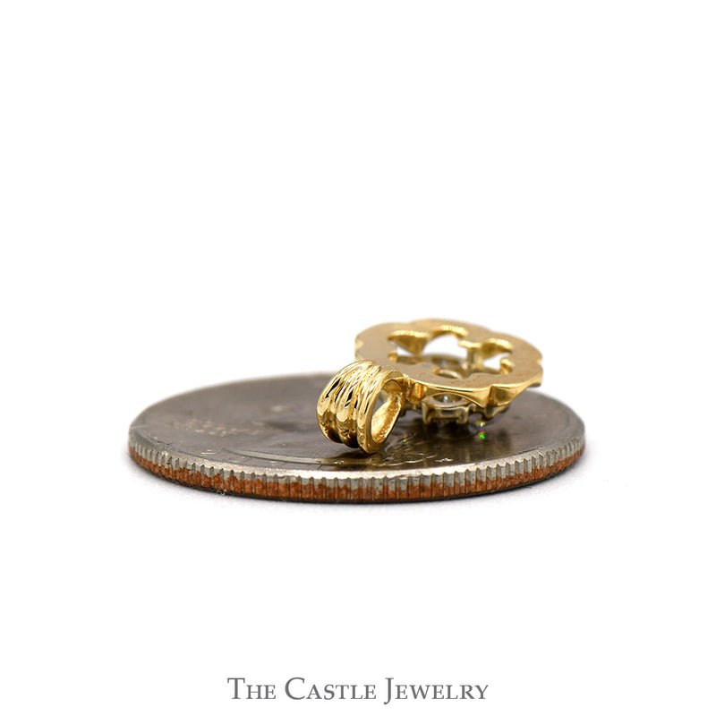 1/4cttw Round Diamond Cluster Pendant in 14k Yellow Gold Scalloped Mounting
